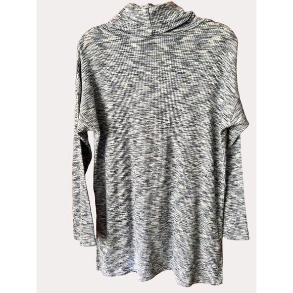 Caffe’ Marrakesh Cowl Neck Ribbed Knit Sweater Blouse Tunic Marled Blue M - Picture 4 of 5